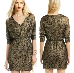 TRINA TURK "Gold on the Rocks" Lace Cocktail Dress - Size 4
